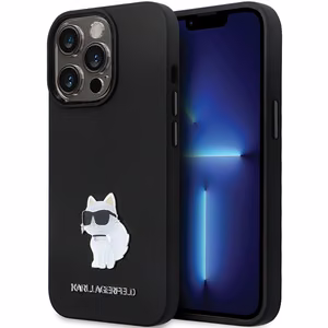 Karl Lagerfeld KLHCP13LSMHCNPK viedtālruņa apvalks iPhone 13 Pro / 13 - melns silikona C metāla piespraude