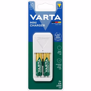 VARTA Mini Charger 57656 + 2 x Rechargeable Battery R6 (AA) 2100mAh