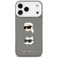 Karl Lagerfeld FW Graudains Karl & Choupette galvu nagli un logotips viedtālrunim iPhone 17 Pro Max - pelēks