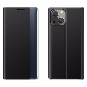 Sleep Case grāmatas tipa apvalks ar viedo logu iPhone 13 mini melns