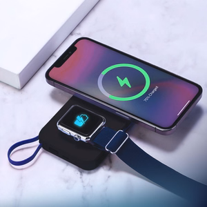 3mk PastelUp 10000mAh 22.5W USB 1A1C Bezvadu Portatīvais lādētājs (m) - melns