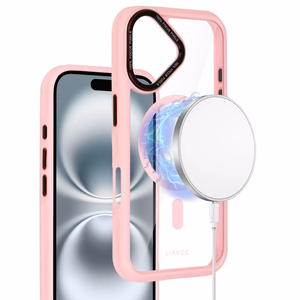 Liavec Hybrid Magsaks Skaidrs viedtālruņa apvalks Iphone 16 gaiši rozā