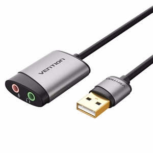 Ārējā USB skaņas karte Vention CDKHB, TRS 3.5mm, 0.15m (pelēka)