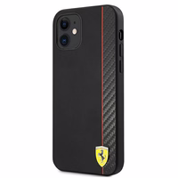 Ferrari FESAXHCP12SBK iPhone 12 mini 5.4" melns/melns cietais viedtālruņa apvalks On Track Carbon Stripe