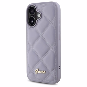 Guess stepēts metāla logotips viedtālruņa apvalks iPhone 16 - gaiši violeta