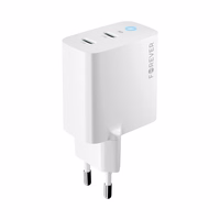 Forever TC-06-65CC GaN PD QC lādētājs 2x USB-C 65W balts