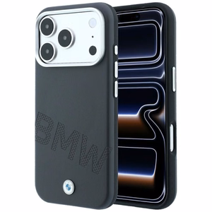 BMW maciņš IPHONE 18 Pro Max/17 Pro Max saderīgs ar MagSafe (Sign Inclined Deboss Letters) (krāsa: pelēka)