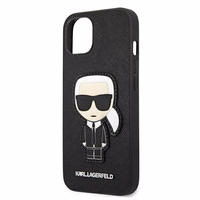 Karl Lagerfeld Saffiano Ikonik Karl's Patch Apvalks iPhone 13 mini - Melns