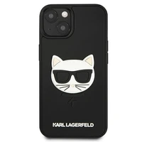Karl Lagerfeld 3D Gumijas Choupette viedtālruņa apvalks iPhone 13 mini - melns