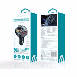 Devia raidītājs FM Smart Bluetooth MP3 automašīnas lādētājs PD 30W 1x USB-C 2x USB 3A melns