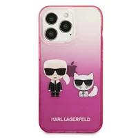 Karl Lagerfeld Gradient Ikonik Karl&Choupette viedtālruņa apvalks iPhone 13 Pro / iPhone 13 – rozā