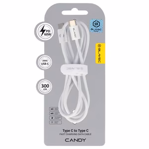 Blavec Cable Candy Braided - Type C to Type C - PD 60W 3A 3m Apple CarPlay/Android Auto (CCA-CC3W30) White
