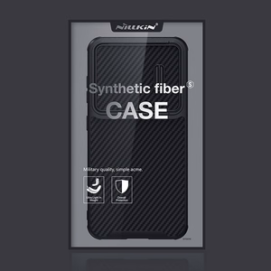 Nillkin Sintētisko šķiedru S viedtālruņa apvalks Samsung Galaxy S23+, kameras vāciņš, melns
