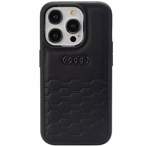 Audi GT Sintētiskā ādas viedtālruņa apvalks iPhone 15 Pro - melns