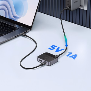 Ugreen DisplayPort/USB-C uz USB-C komutators - pelēks