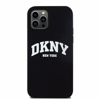 DKNY Šķidrs silikona balts drukāts logotips magnētiskais viedtālruņa apvalks iPhone 12/12 Pro - melns