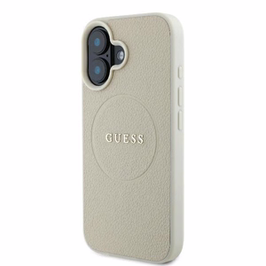 Guess Graudains Gredzens Magnētiskais viedtālruņa apvalks iPhone 16 - bēšs