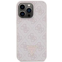 Guess GUHCP13LP4TDSCPP apvalks iPhone 13 Pro / 13 - rozā krustenisks 4G metāla logotips