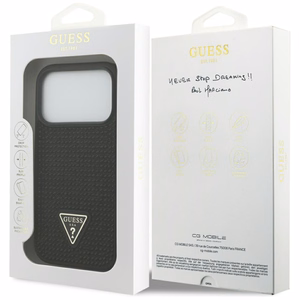 Guess Rhinestone Triangle Logo viedtālruņa apvalks iPhone 17 Pro - melns