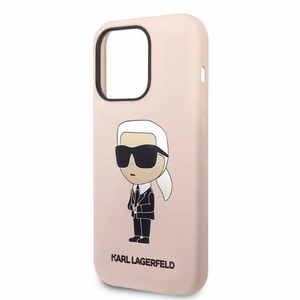 Karl Lagerfeld KLHCP14LSNIKBCP iPhone 14 Pro 6.1" cietais viedtālruņa apvalks rozā/rozā Silikona Ikonik