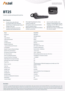 Bluetooth handsfree Axtel BT25