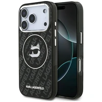 Karl Lagerfeld IML Choupette Head Logo magnētiskais viedtālruņa apvalks iPhone 17 Pro Max - melns