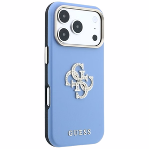 Guess Smooth & Big Strass Logo vāciņš iPhone 18 Pro / 17 Pro – zils