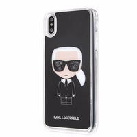Karl Lagerfeld KLHCI65ICGBK iPhone XsMax melns Iconic Glitter maciņš