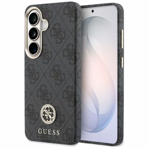 Guess maciņš 4G Rhinestone Round Logo MagSafe priekš Samsung Galaxy S26 melns