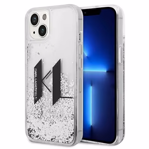 Karl Lagerfeld Liquid Glitter Big KL viedtālruņa apvalks iPhone 14 - sudraba