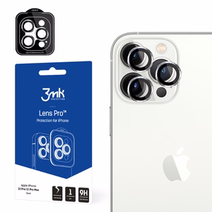 Kameras stikls iPhone 13 Pro Max / 13 Pro 9H 3mk Lēcu aizsardzība Pro sērijas lēcai - sudraba
