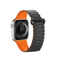 Dux Ducis siksniņa (bruņota versija) Apple Watch SE siksniņa, 9, 8, 7, 6, 5, 4, 3, 2, 1 (41, 40, 38 mm) silikona magnētiskā aproce melna/oranža