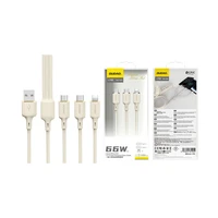 Dudao L7SE 3in1 USB-A - 2x USB-C / Lightning kabelis 66W 1.2m - bēšs