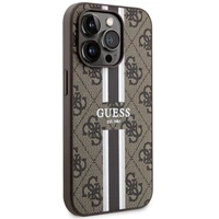Guess GUHMP14XP4RPSW iPhone 14 Pro Max 6.7" brūns/brūns cietais apvalks 4G Printed Stripes MagSafe