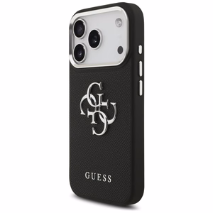 Guess Grained Big 4G Classic Logo viedtālruņa apvalks iPhone 17 Pro - melns