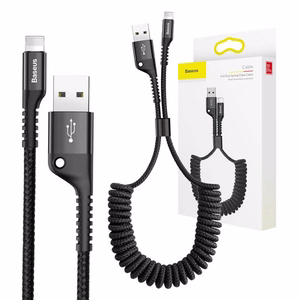 Baseus kabelis ar atsperīti Lightning 1m 2A (melns)