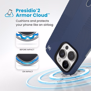Speck Presidio2 Grip vāciņš ar MagSafe un ClickLock iPhone 16 Pro Max tālrunim, Coastal Blue/Dust Grey