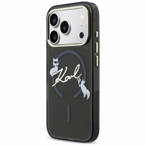 Karl Lagerfeld IML Choupettes Karl Script Logo MagSafe Maciņš for iPhone 17 Pro Max - melns