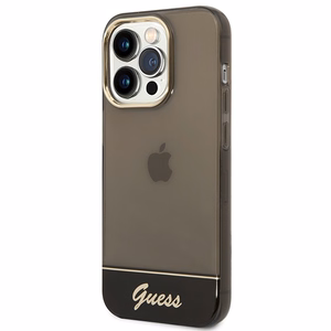 Guess GUHCP14LHGCOK iPhone 14 Pro 6.1 melns / melns kietais viedtālruņa apvalks caurspīdīgs