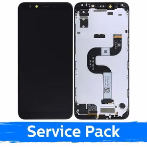 LCD Displejs Saderīgs ar Xiaomi Mi A2 Melns Ar Frame (Service Pack)