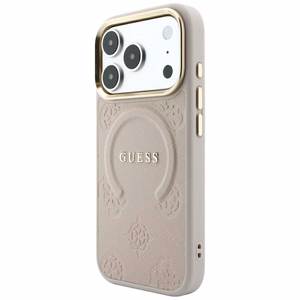 Guess Saffiano Peony & Ring MagSafe maciņš, paredzēts iPhone 17 Pro Max / 18 Pro Max, rozā