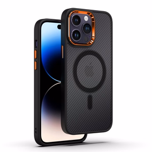 Tel Protect Magnetic Carbon maciņš iPhone 13 Pro melns-oranžs
