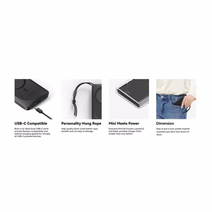 VEGER portatīvais lādētājs 10000 mAh ar bezvadu uzlādi, savietojams ar MagSafe PD QC3.0 2A 20W MagOn (VP1151 / W1151) balta