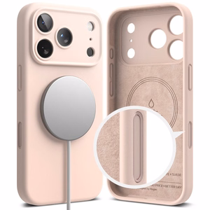 Ringke silikona magnētiskais MagSafe apvalks viedtālrunim iPhone 17 Pro - rozā