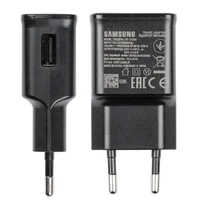 Samsung EP-TA200EBE USB-A 15W sienas lādētājs ar EP-DR140ABE USB-A - USB-C kabeli (OOB Bulk - aizstājējiepakojums) - melns