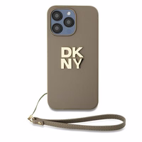 DKNY Viedtālruņa apvalks ar siksniņu un logotipu iPhone 15 Pro - bēšs