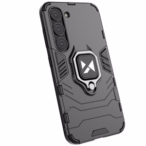 Wozinsky Ring Armor viedtālruņa apvalks Samsung Galaxy S23+ bruņu apvalks ar magnētisku turētāju un gredzenu melns