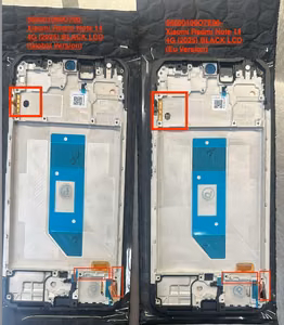 LCD screen Xiaomi Redmi Note 14 4G (Europe) ar touch screen ar frame Midnight Melns original (service pack)