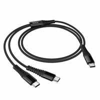 Kabelis 2in1 USB C uz USB C+C Hoco 1 m X123 melns
