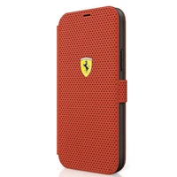 Ferrari FESPEFLBKP12SRE iPhone 12 mini 5.4" sarkans grāmatas tipa vāciņš On Track perforēts